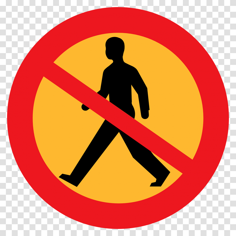 No Walking Sign, Person, Human, Pedestrian Transparent Png