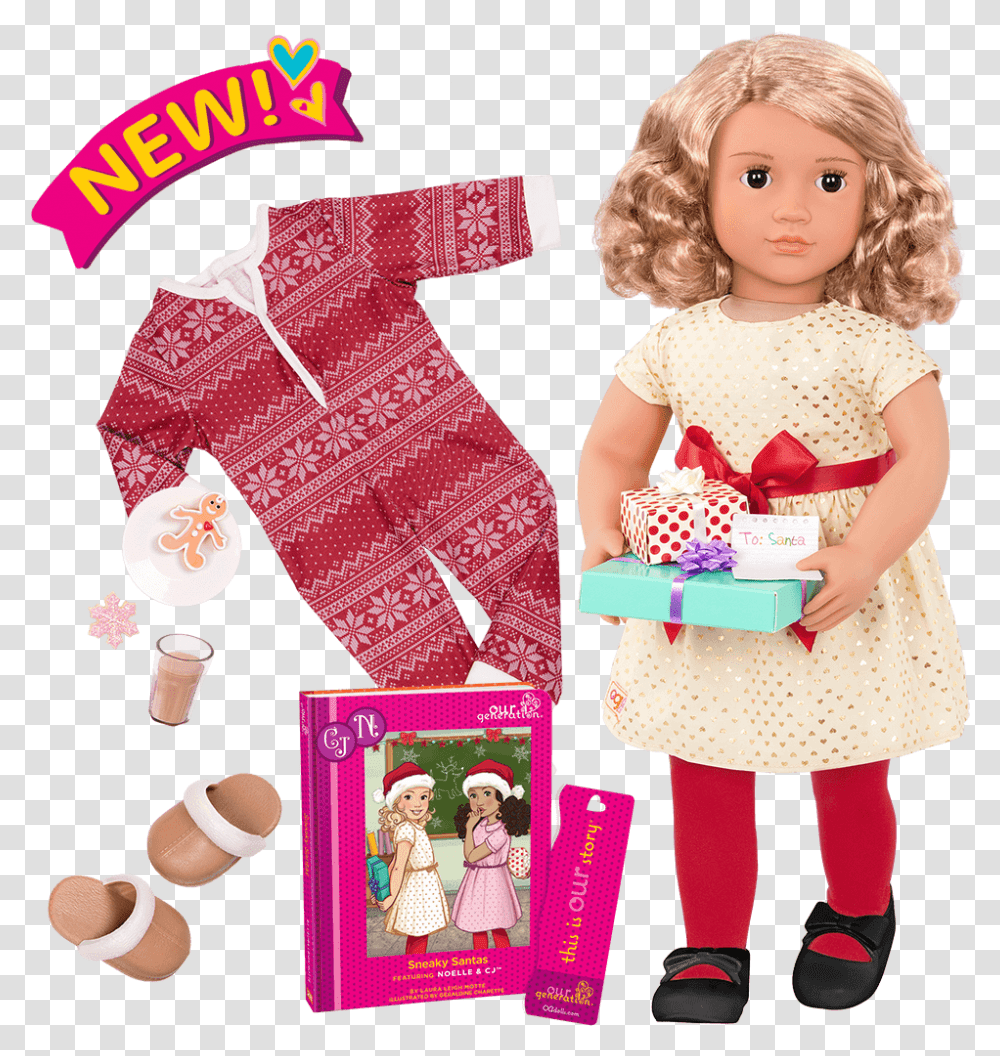 Noelle Deluxe 18 Inch Christmas Doll With Storybook Our Generation Noelle, Toy, Person, Human, Leaf Transparent Png