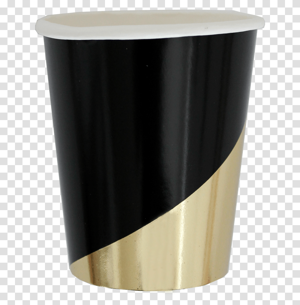 Noir Black Colorblock Paper Cups Black And Gold Plastic Cups, Bottle, Shaker, Milk, Beverage Transparent Png