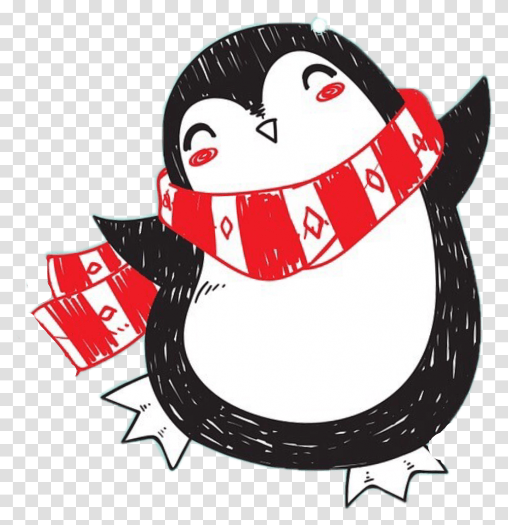 Nol Christmas Pinguin Scarf Christmas Label Template Penguin, Sticker, Helmet Transparent Png
