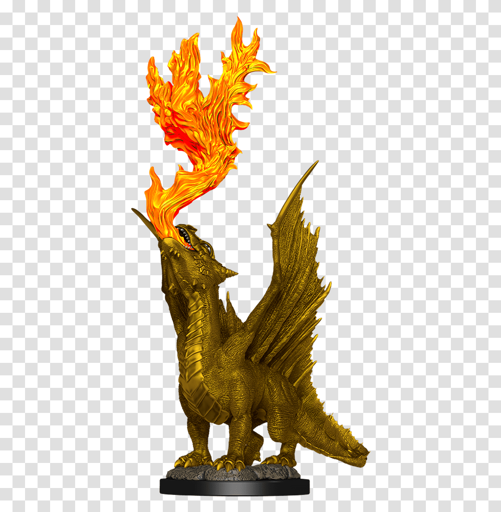 Nolzur Gold Dragon Wyrmling & Small Reasure Pile Of, Dinosaur, Reptile, Animal, Flame Transparent Png