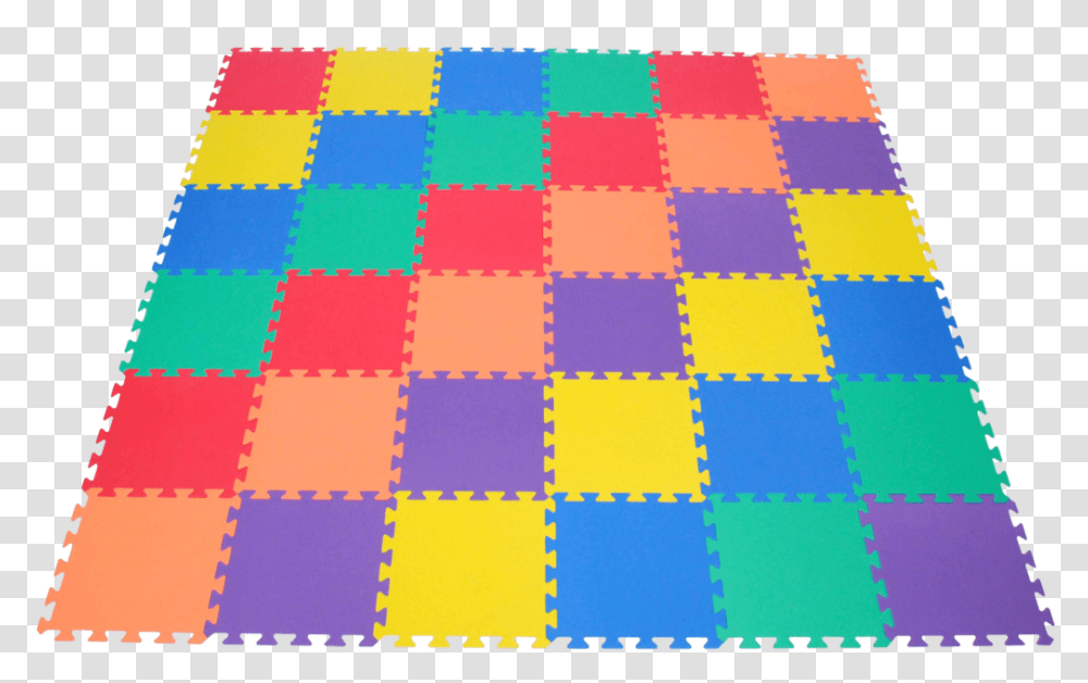 Non Toxic Rainbow Wonder Mats Interlocking Foam Mats Interlocking Foam Play Tiles, Pattern, Rug Transparent Png