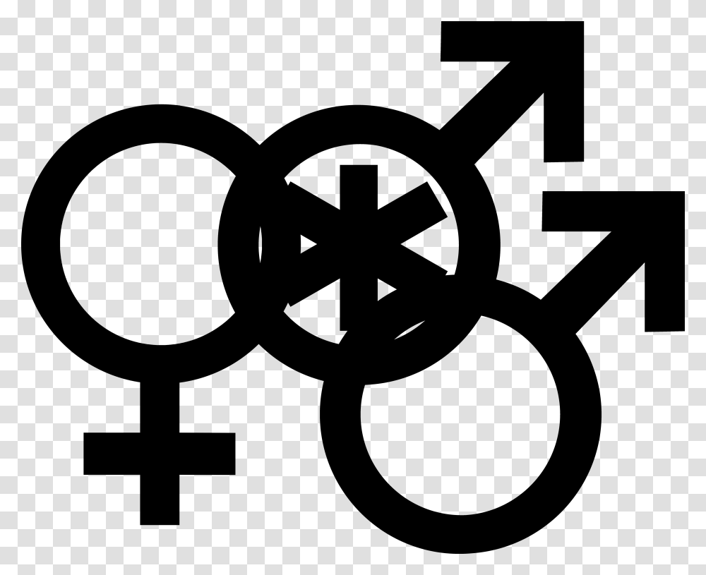 Nonbinary Man Symbol Interlocked With A Venus Symbol Female Sex Sign Vector, Silhouette, Plan, Plot Transparent Png