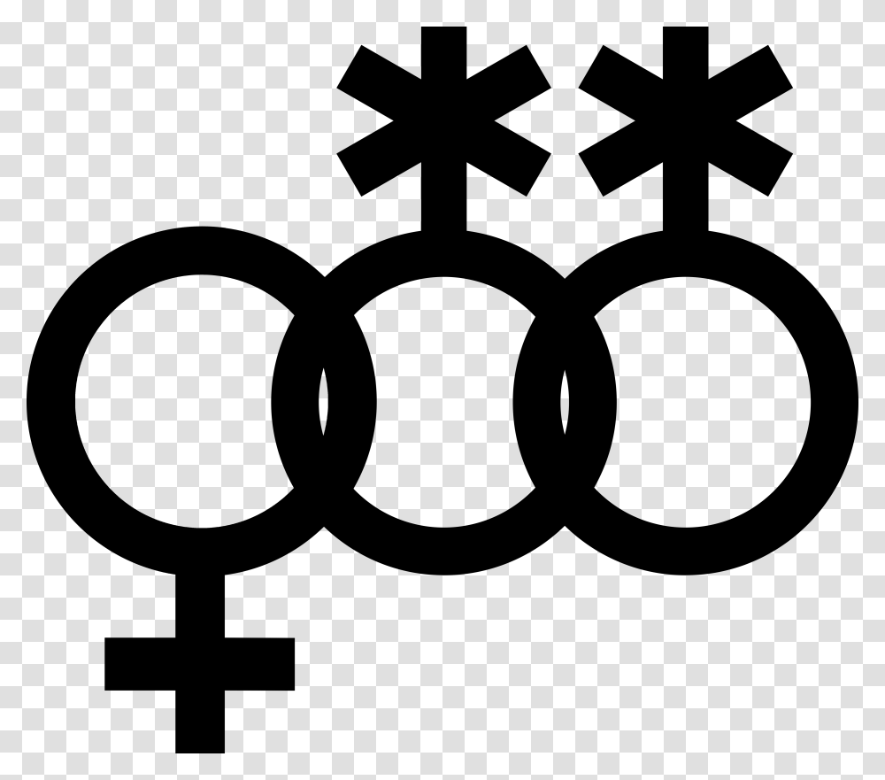 Nonbinary Symbol Interlocked With A Venus Symbol And Cross, Screen, Electronics, Leisure Activities Transparent Png