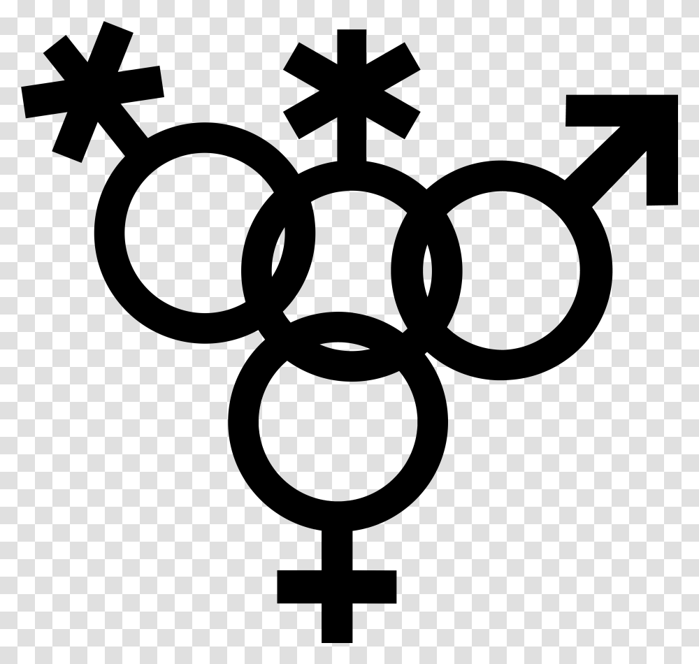 Nonbinary Symbol Interlocked With Nonbinary Venus Gender Symbol Icon Non Binary, Cross, Number, Silhouette Transparent Png