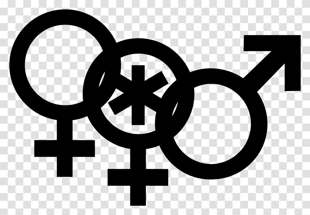 Nonbinary Woman Symbol Interlocked With A Venus Symbol Man Symbol, Gray, World Of Warcraft Transparent Png