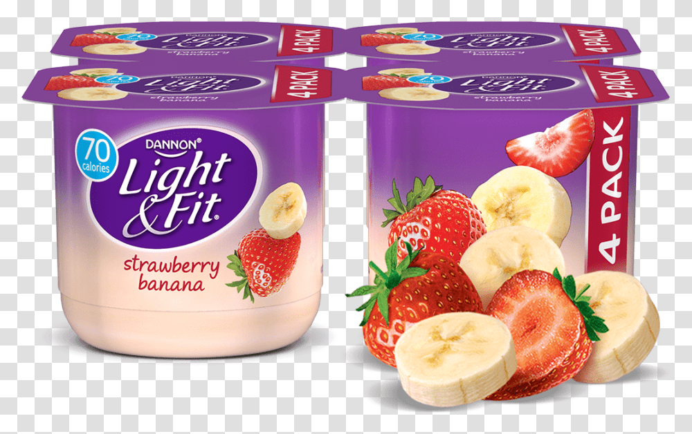 Nonfat Light Strawberry Banana Yogurt From Giant Eagle Dannon Light Amp Fit Peach Yogurt, Plant, Food, Fruit, Raspberry Transparent Png
