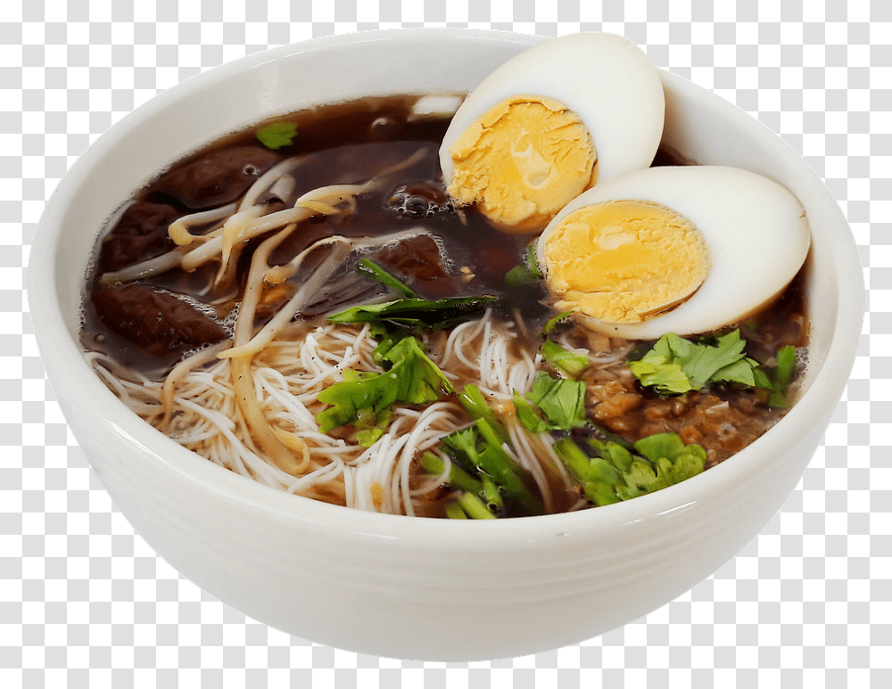 Noodle Soup, Egg, Food, Bowl, Dish Transparent Png