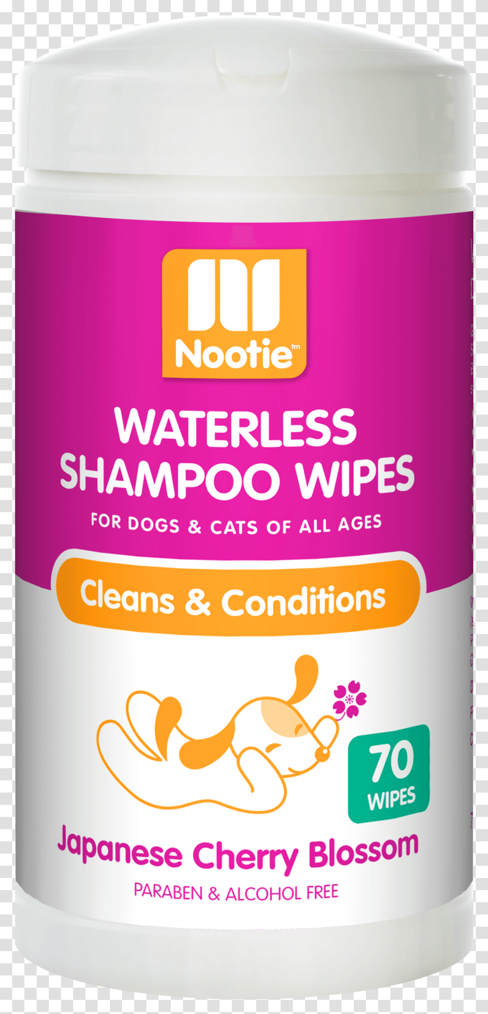 Nootie Waterless Shampoo Wipes, Bottle, Label, Cosmetics Transparent Png