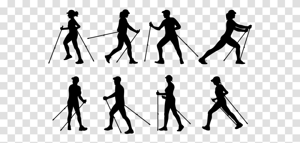 Nordic Walking Silhouettes Vector Nordic Walking, Gray, World Of Warcraft Transparent Png