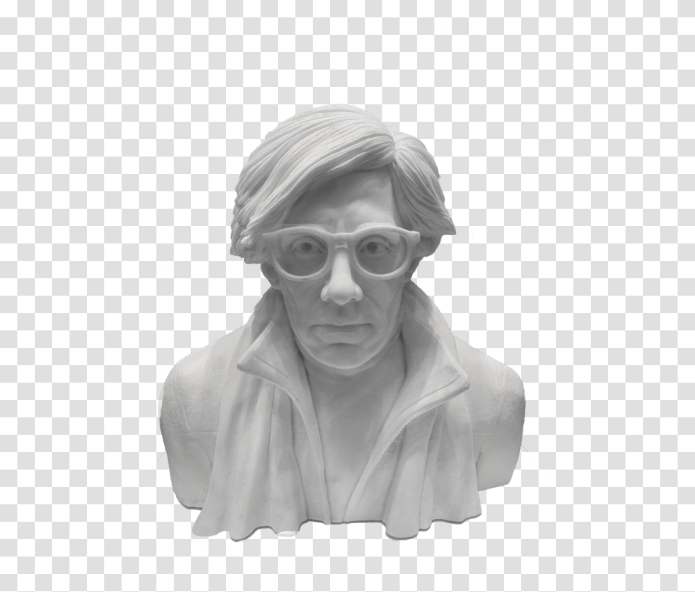 North American Sculpture Collective Andy Warhol Bust, Alien, Head, Glasses, Person Transparent Png