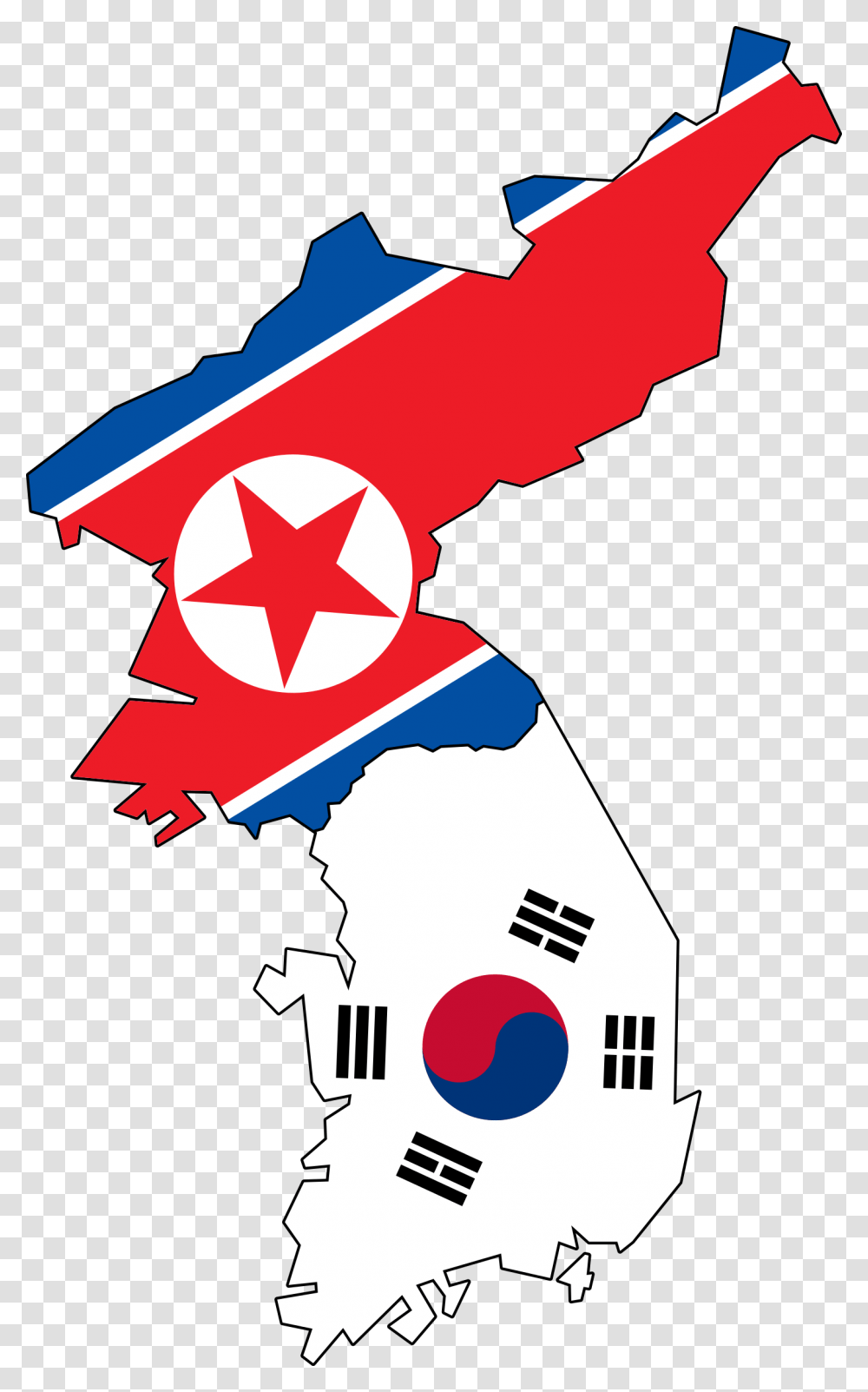 North And South Korea Flag North South Korea Flag Map, Star Symbol, Poster, Advertisement Transparent Png
