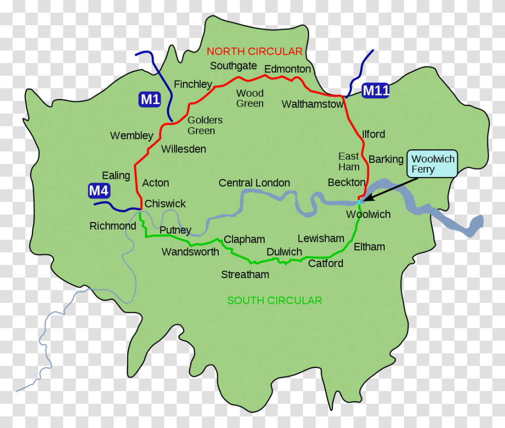 North Circular Road London, Map, Diagram, Atlas, Plot Transparent Png