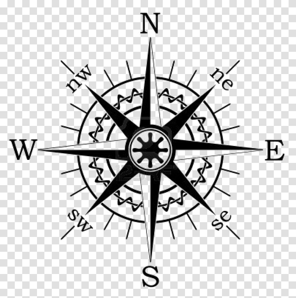 North Compass Rose Black And White Compass Vector, Utility Pole, Compass Math Transparent Png