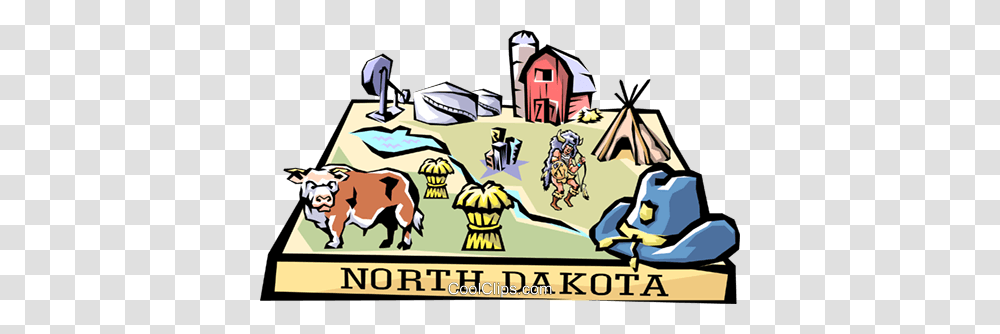 North Dakota Vignette Map Royalty Free Vector Clip Art, Mammal, Animal, Cow, Cattle Transparent Png