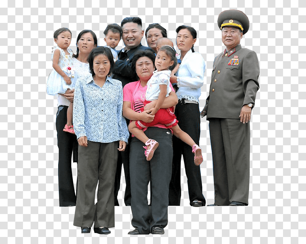 North Korean Family Meeting The Dear Leader North Korea Happy People, Person, Helmet, Military Uniform Transparent Png