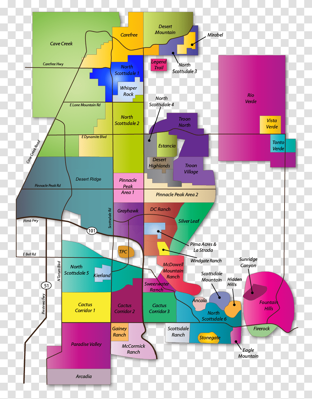 North Scottsdale Map Phoenix Arizona Neighborhood Map, Vegetation, Plant, Diagram, Plot Transparent Png