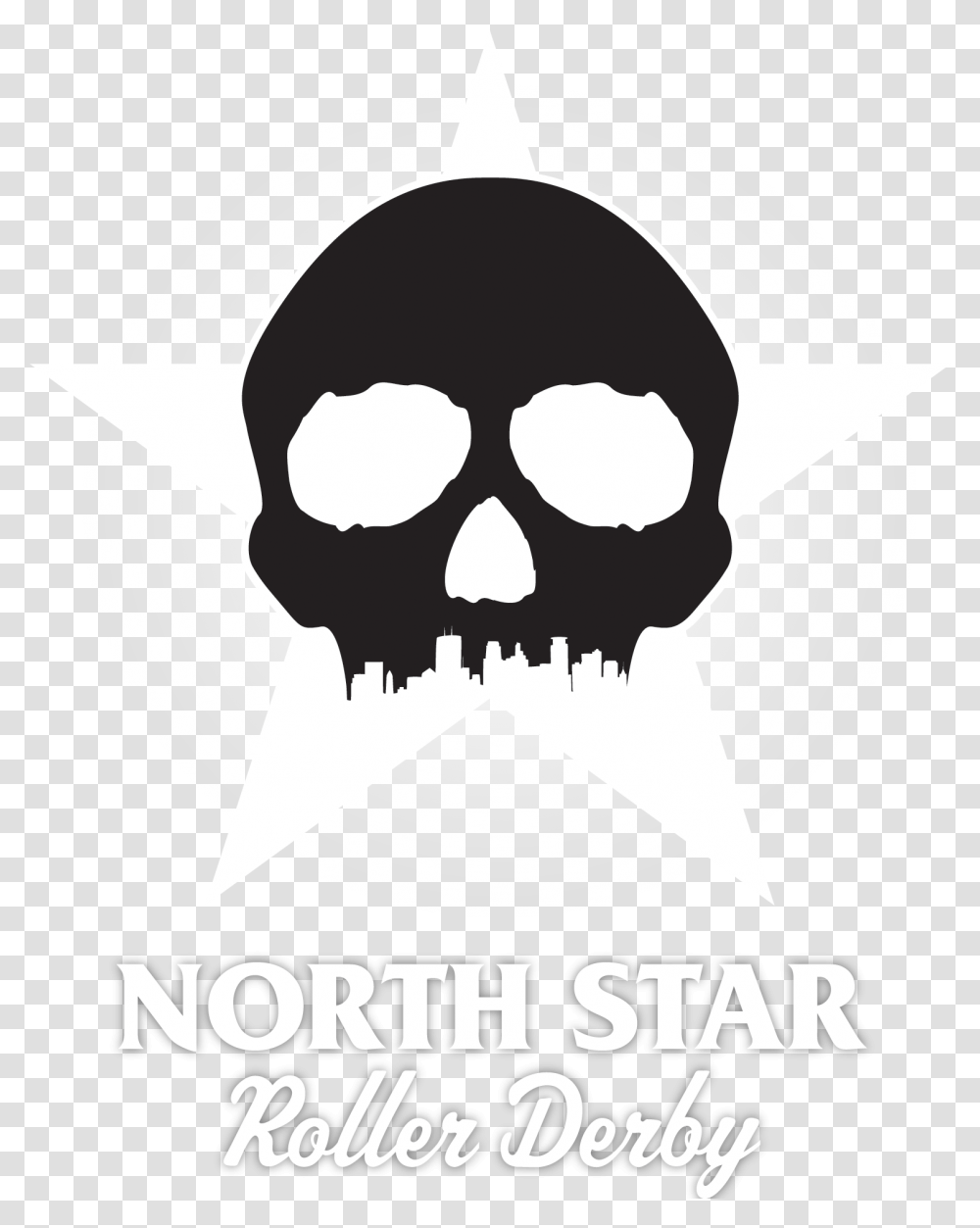 North Star Roller Derby Image Skull, Poster, Advertisement, Symbol, Stencil Transparent Png