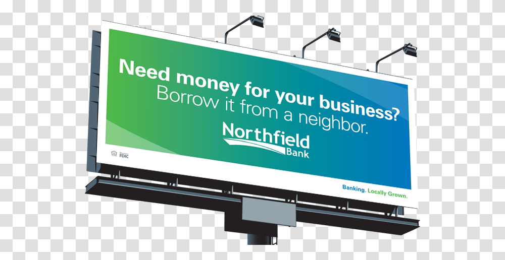 Northfield Bank Commercial Lending Billboard, Advertisement, Monitor, Screen, Electronics Transparent Png