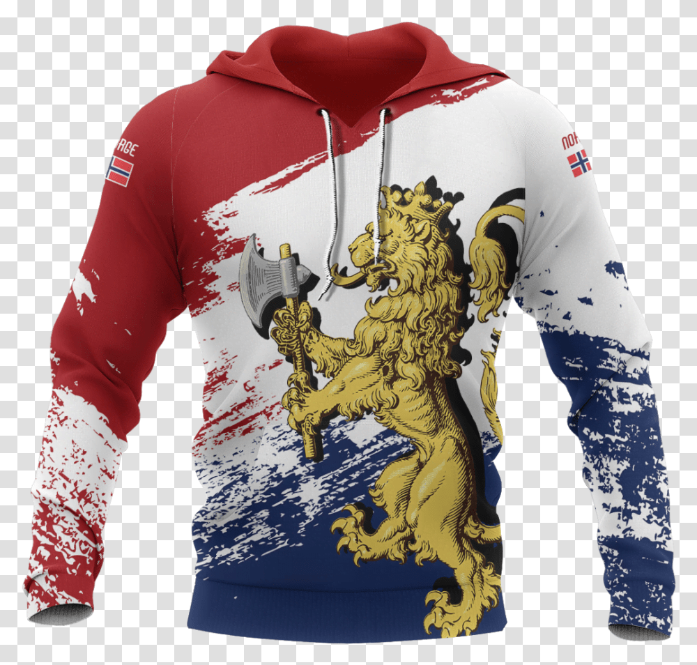 Norway Royal Lion Pullover Hoodie A0 Norway Coat Of Arms, Apparel, Sleeve, Long Sleeve Transparent Png