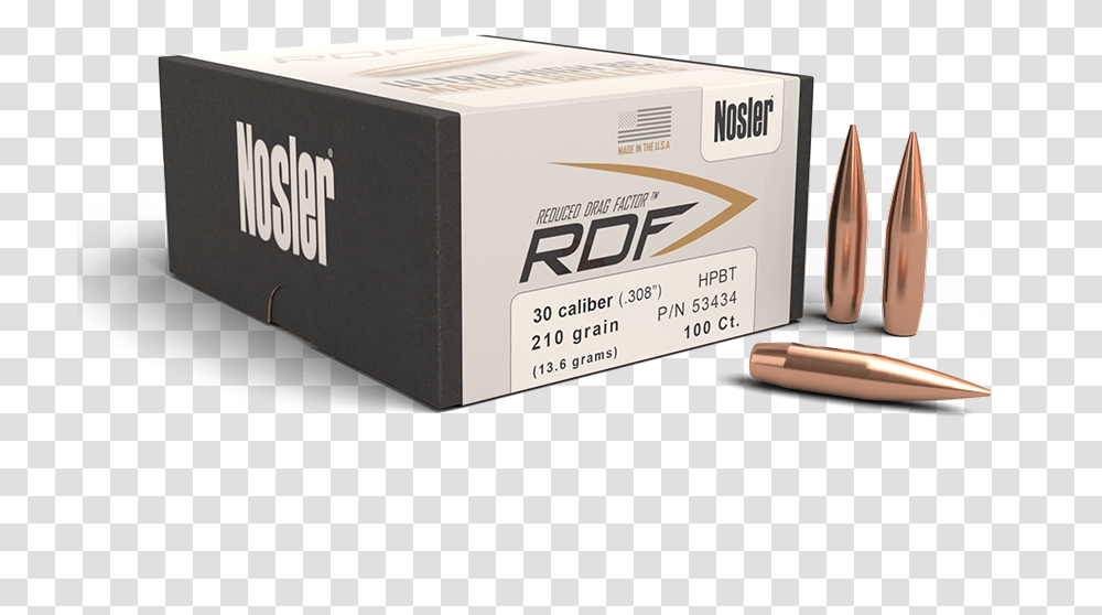 Nosler Rdf 30 Cal 210 Gr Hpbt Bullets Bullet, Box, Weapon, Weaponry, Mouse Transparent Png