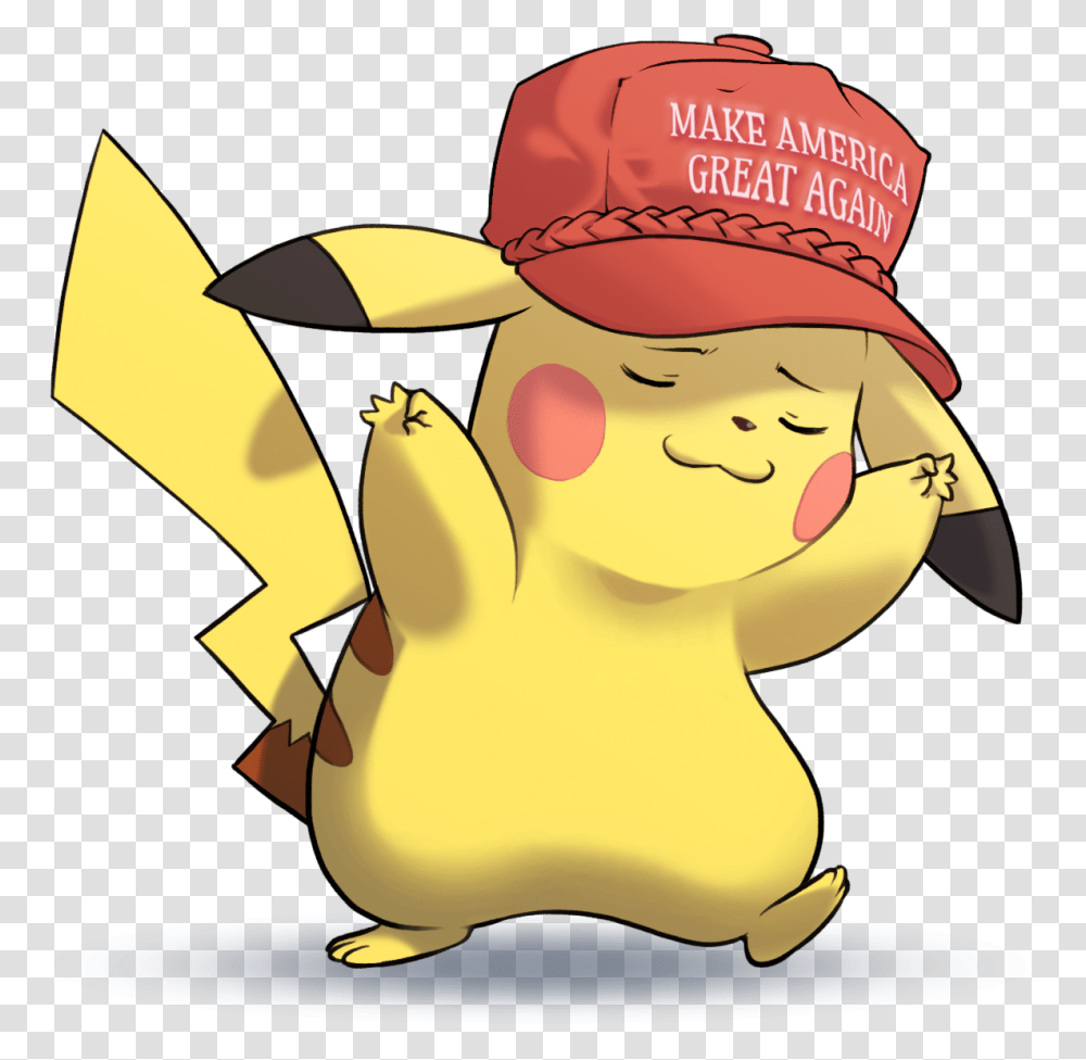 Not A Rare Maga Pepe But I've Managed To Capture The Pikachu Wearing Maga Hat, Apparel, Label Transparent Png