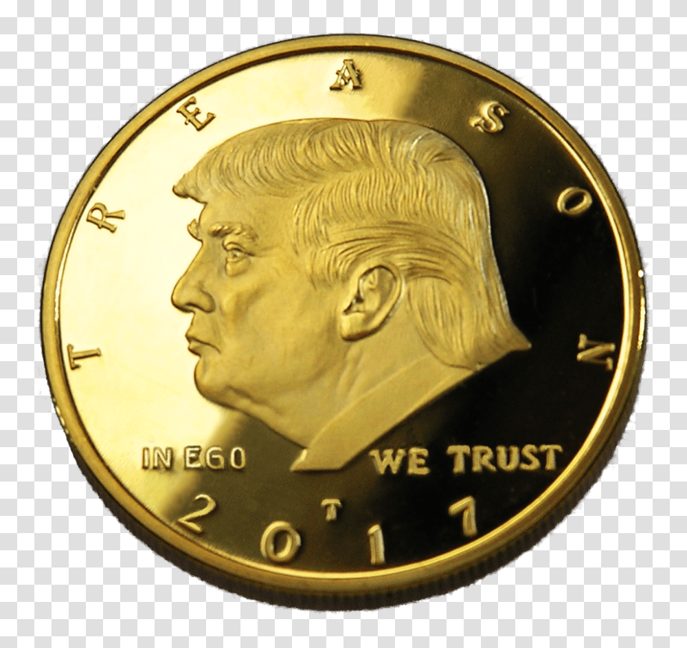 Not My President Trump Gold Coin, Money, Person, Human, Nickel Transparent Png