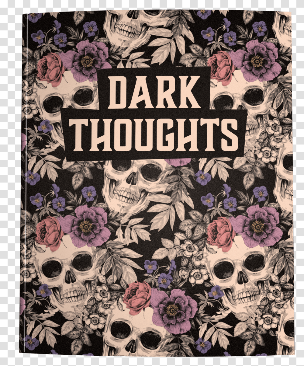 Notebook With A Background Of Skulls Wearing Flower Floral Design Transparent Png