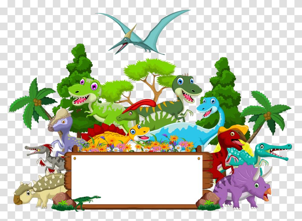 Notepad Clipart Cuaderno Dinosaur Cartoon With Landscape Background, Bird, Animal, Doodle, Drawing Transparent Png