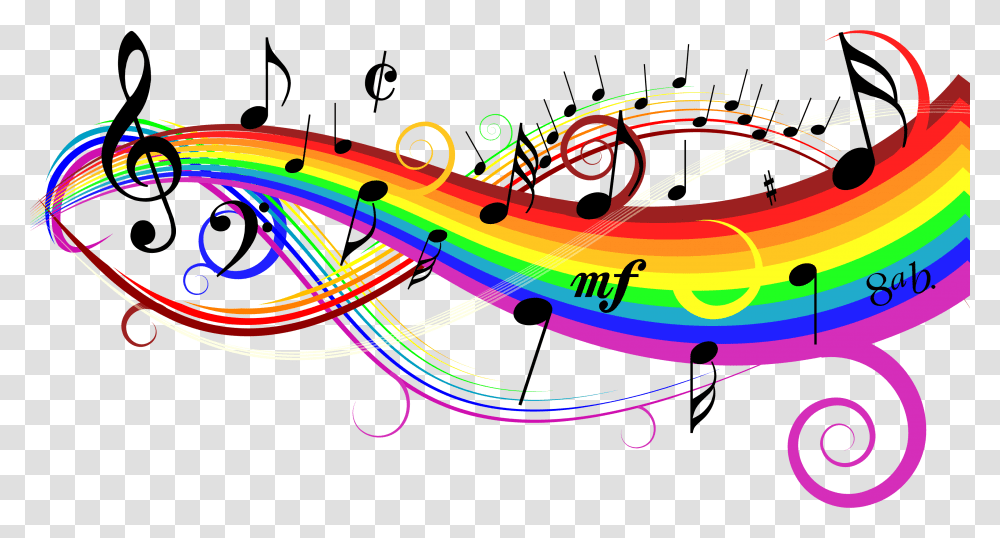Notes Clipart Rainbow Music Clipart, Light, Lighting Transparent Png