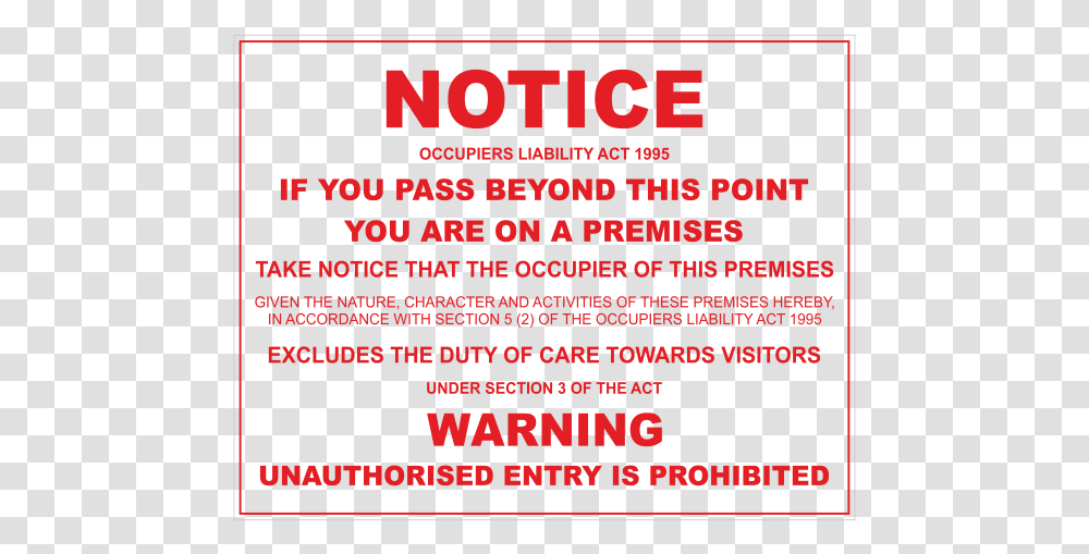 Notice Warning Unauthorised Entry Is Prohibited Notice Unauthorised Entry Sign, Advertisement, Poster, Flyer, Paper Transparent Png