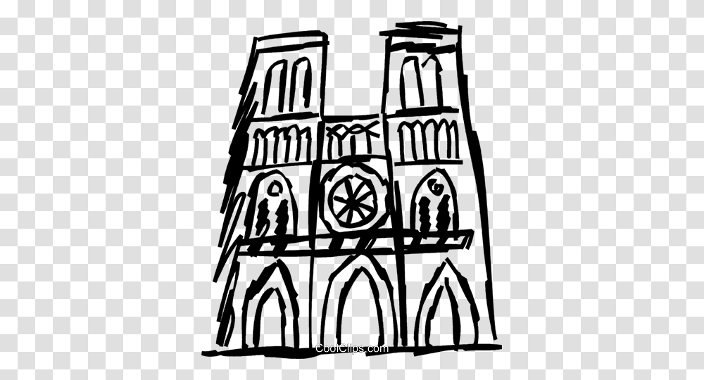 Notre Dame Royalty Free Vector Clip Art Illustration, Architecture, Building, Spire, Tower Transparent Png