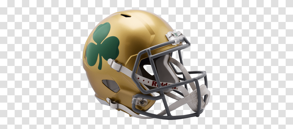 Notre Dame Shamrock Speed Replica Helmet By Riddell Football Helmet, Clothing, Apparel, American Football, Team Sport Transparent Png