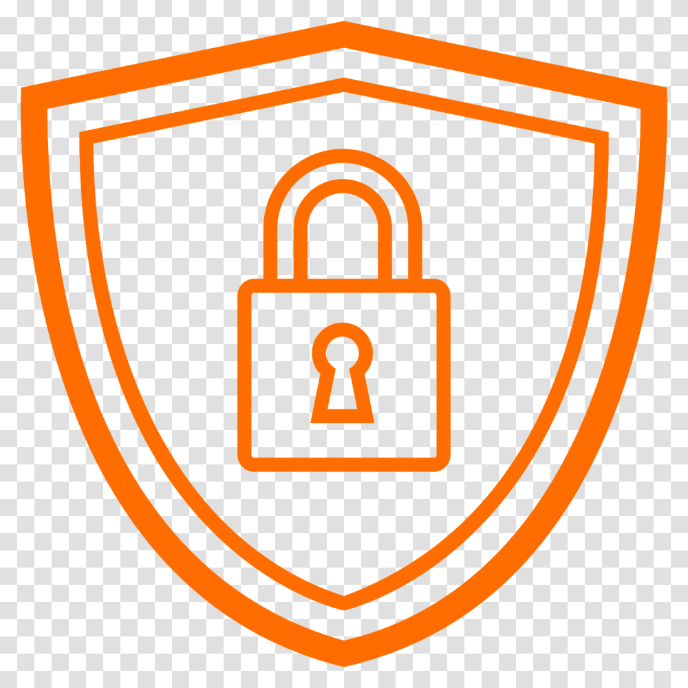 Noun Security Shield Ff6d00 Icono De Mente Cerrada, First Aid, Lock, Sports Car Transparent Png