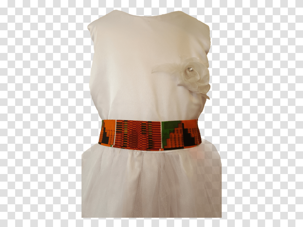 Novarena Kente Ankara African Print Girls White Dresses One Piece Garment, Apparel, Blouse, Sash Transparent Png