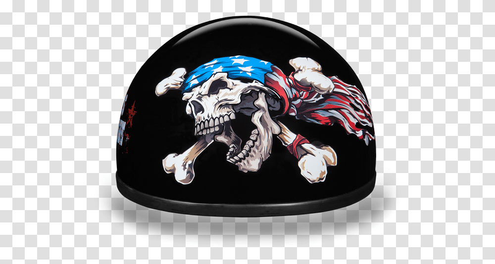 Novelty Motorcycle Half Helmet With Patriot Skull Motorcycle Helmet, Apparel, Person, Human Transparent Png