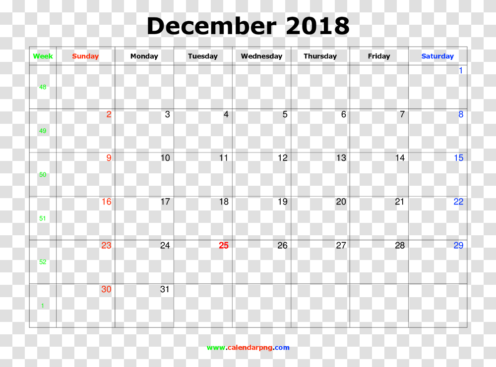 November 2018 Calendar Transparent Png