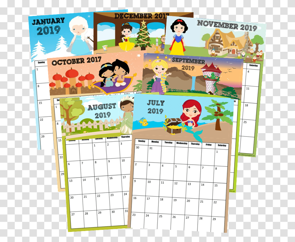 November 2018 Disney Calendar Princess Calendar 2019 Printable, Person, Human, Page Transparent Png