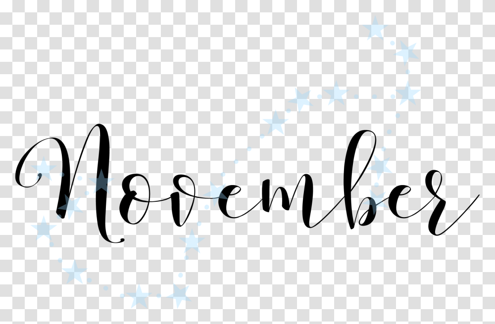 November Text Calligraphy Letters Brush Lettering Calligraphy, Star Symbol Transparent Png