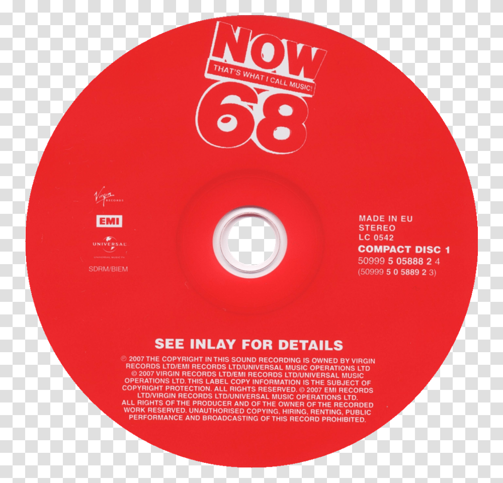 Now That's What I Call Music 68 Cd, Disk, Dvd Transparent Png