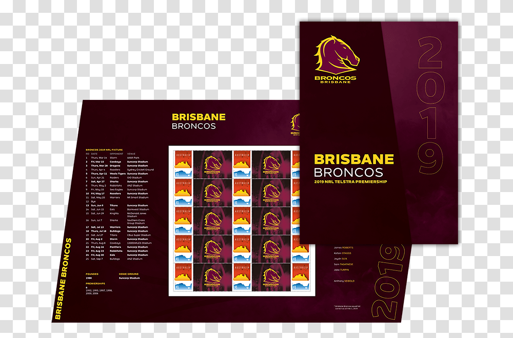 Nrl 2019 Brisbane Broncos Stamp Pack Product Photo Fremantle Dockers 2019, Poster, Advertisement, Flyer, Paper Transparent Png