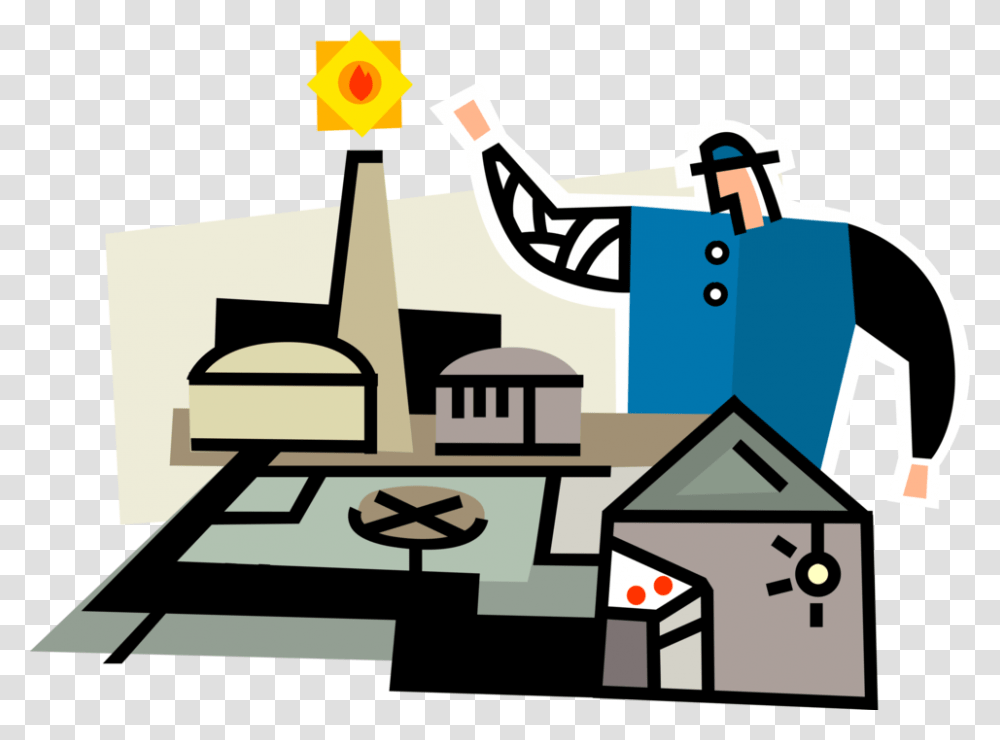 Nuclear Power Technician With Electricity, Building, Factory Transparent Png