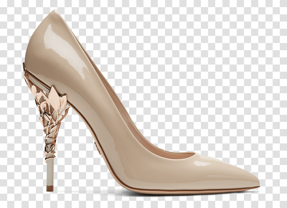 Nude Patent Calf With Rose Gold Leaves Data Src Cdn Shoe, Apparel, Footwear, High Heel Transparent Png
