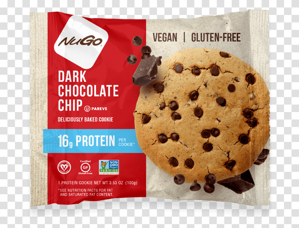 Nugo Dark Chocolate Chip Cooki, Bread, Food, Cookie, Biscuit Transparent Png
