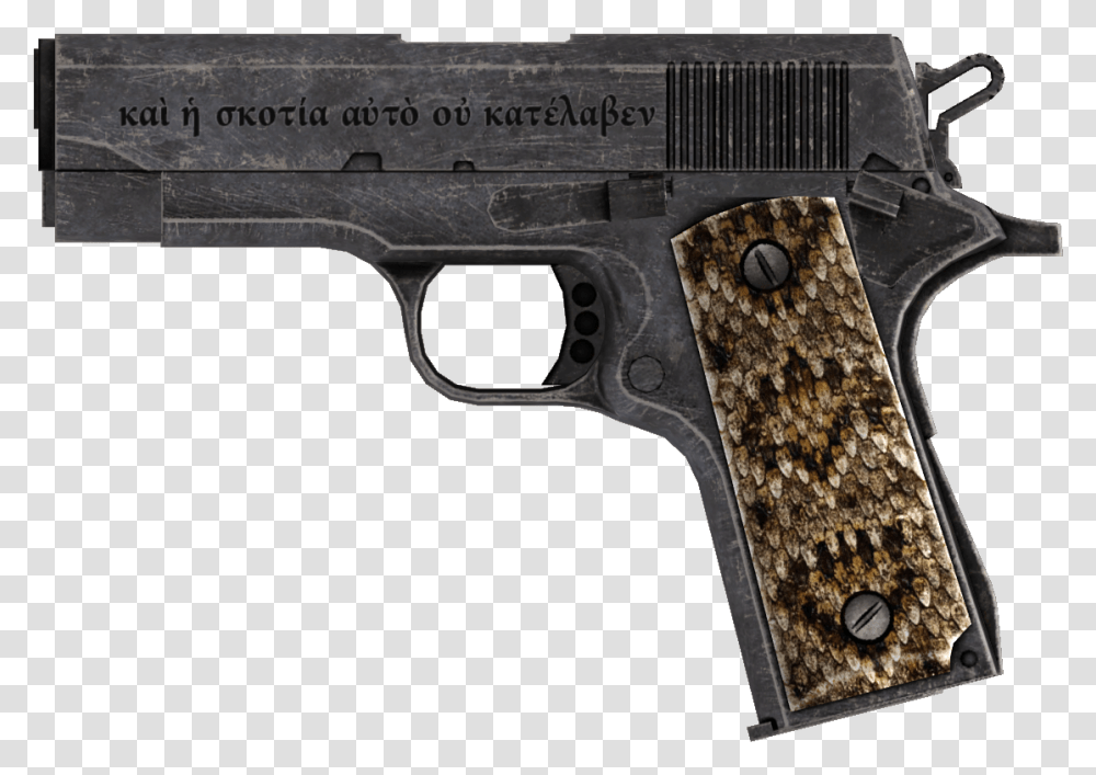 Nukapedia The Vault Joshua Graham Gun, Weapon, Weaponry, Handgun Transparent Png