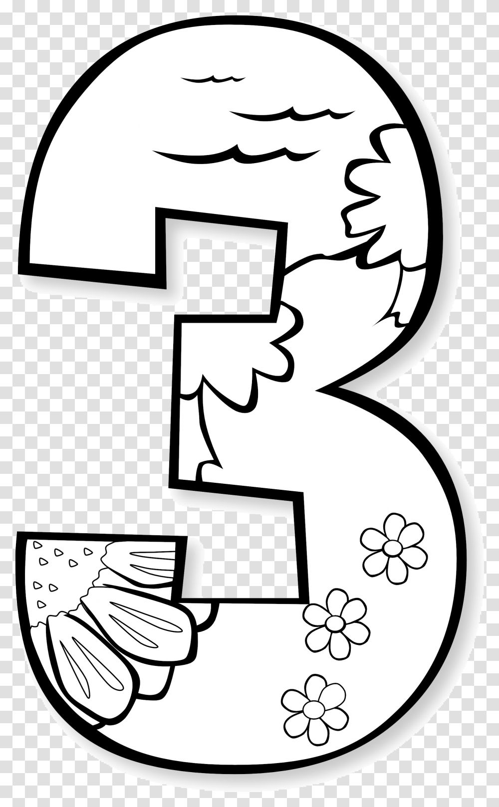 Number 1 Black And White Numbers Clipart Kid Image Creation Numbers Coloring Page, Stencil Transparent Png