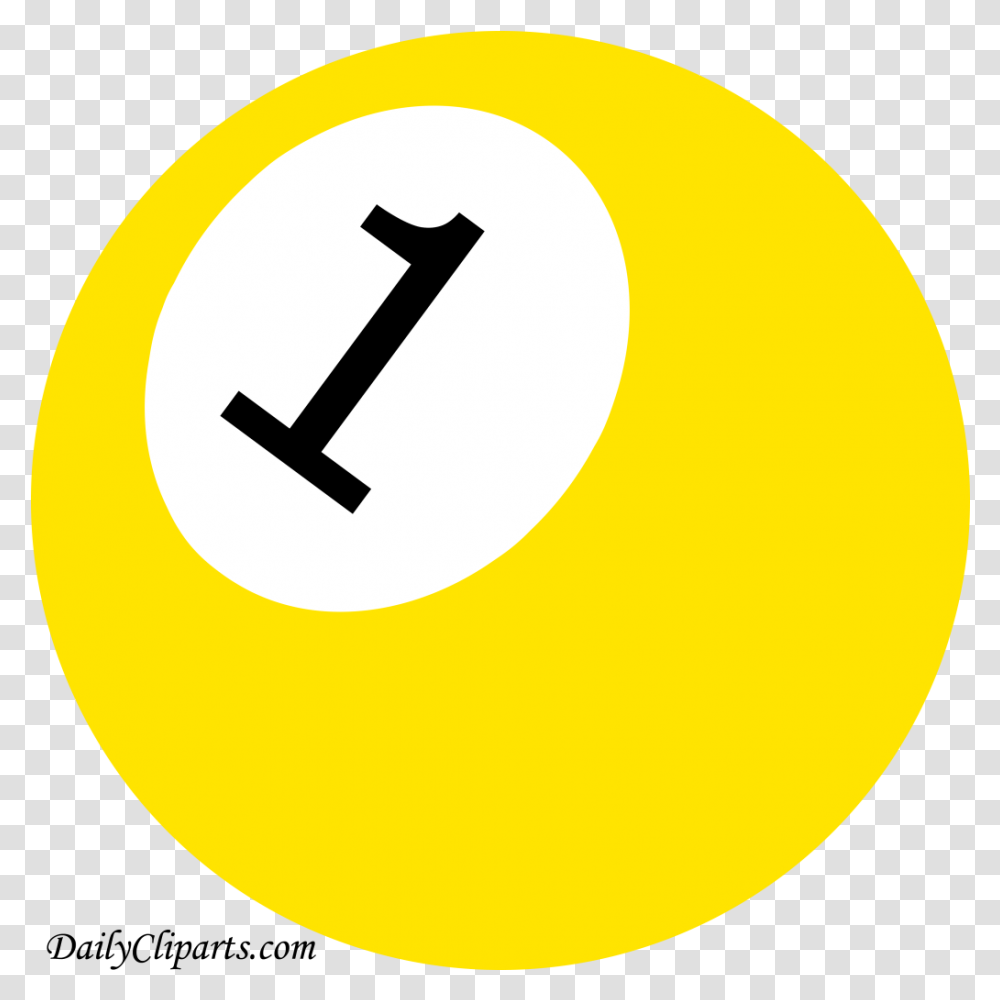 Number 1 Pool Ball Yellow Color Clipart Icon Circle Pool Ball 1, Symbol, Text, Logo, Trademark Transparent Png