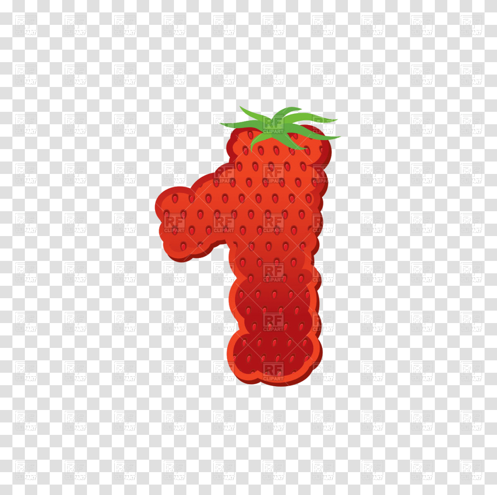Number 1 Strawberry Vector Image Illustration Of Design Number 1 Strawberry Design, Alphabet, Calendar Transparent Png