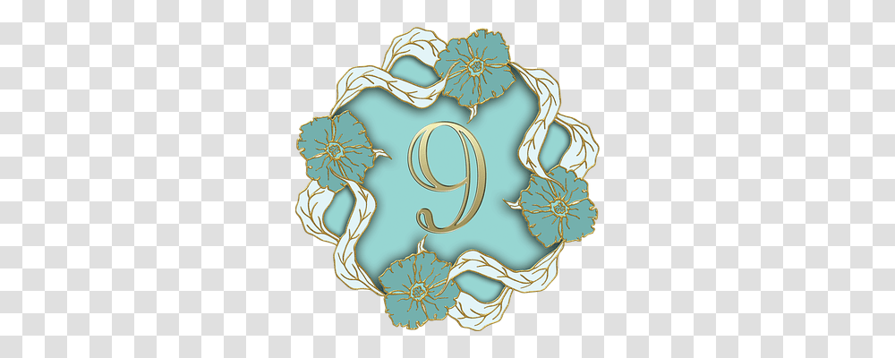 Number Ornament, Turquoise, Pattern, Embroidery Transparent Png