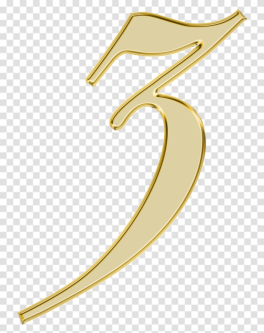 Number 3 Golden Oro Numeros En, Key, Skeleton Transparent Png